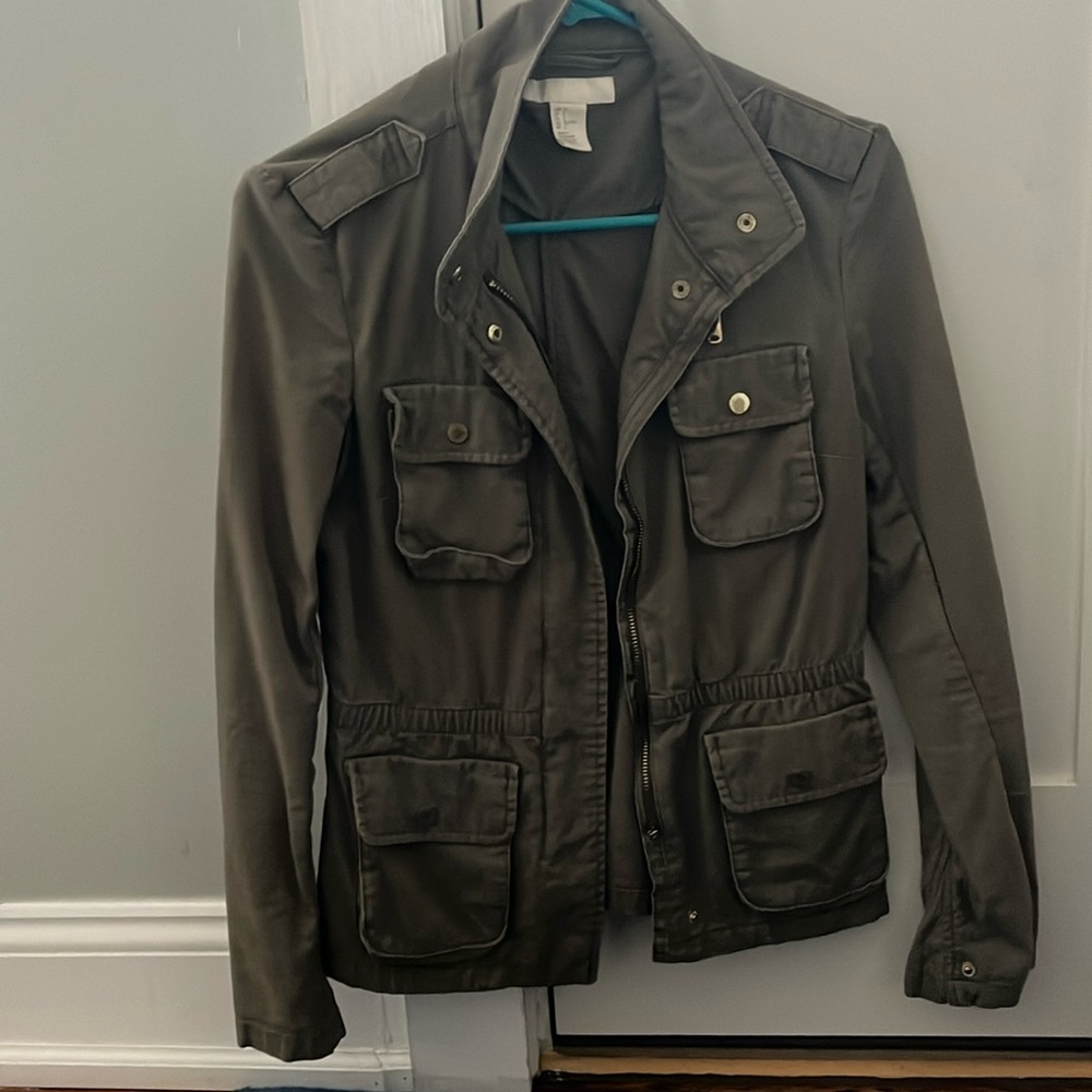 H and M Green Utility Jacket Size 2